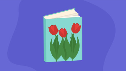 Book with tulips. Vector illustration of a book with tulips.