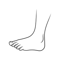 Side view of human footline art vector isolated on white background.