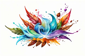Obraz premium Autumn Whirlwind. A dynamic swirl of autumn leaves and splashes of color, ideal for seasonal themes and vibrant designs.