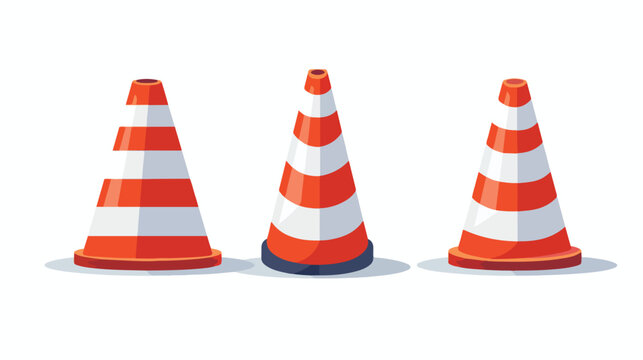 Striped traffic cones flat vector Road 