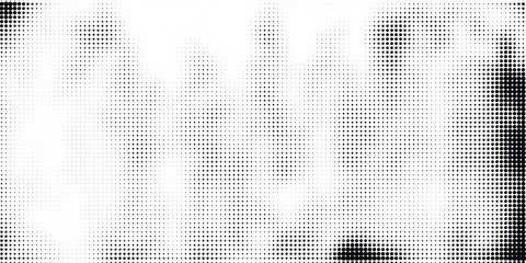 Halftone faded gradient texture. Grunge halftone grit background. White and black sand noise wallpaper. Retro pixilated vector backdrop