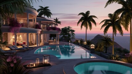 Fototapeta premium swimming pool at night high definition(hd) photographic creative image