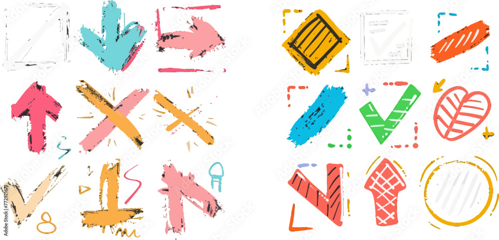 Poster doodle check marks with tick and cross in box