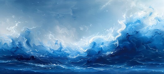 Fototapeta na wymiar Wave of the Month Blue Ocean Waves Generative AI