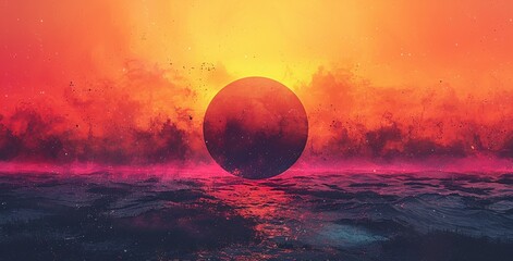 Sunset Surfing A Pink and Orange Ocean Scene Generative AI