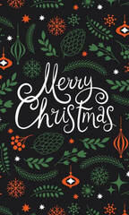 merry christmas card with hand lettering