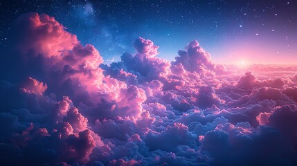 Obraz na płótnie Canvas Pink Clouds in the Sky A Dreamy Nighttime Scene Generative AI
