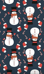 pattern of snowmen with candy canes and candy canes