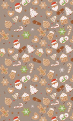 seamless pattern with christmas decorations