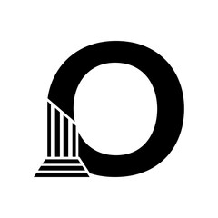 Sans Serif Letter O Pillar Law Logo	