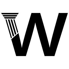Sans Serif Letter  W Pillar Law Logo	