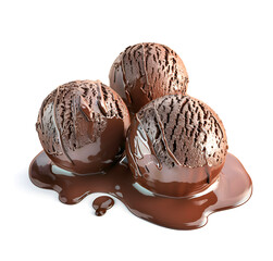 Chocolate ball ice cream with chocolate topping