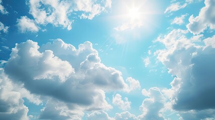 Fototapeta na wymiar Sky with clouds. Blue, hail, precipitation, paradise, stars, height, cirrus, freedom, sunset, dawn, flight, weather, sun, rain, wind, fluffy, vastness, water, liquid. Generated by AI