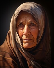 A portrait of a gorgeous beautiful cute afghan caucasian old woman grandmother