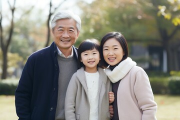 Japanese family smiling together in a heartwarming portrait of happiness