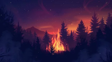 Deurstickers Nighttime fire © Zaleman