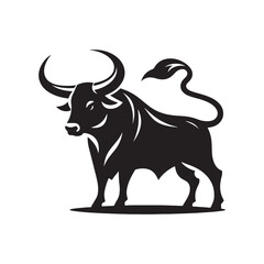 Vector Silhouette of an Ox Symbolizing Resilience and Endurance in Simplistic Elegance- OX black vector stock