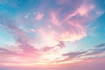 Fototapeten Ethereal Fantasy Sunset Sky with Vibrant Gradient Colors - Peaceful and Uplifting Panorama © furyon