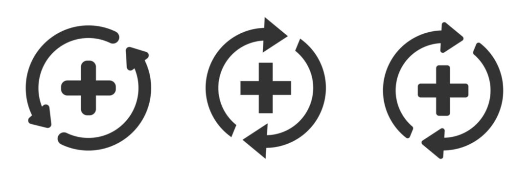 Health recovery flat vector icons set