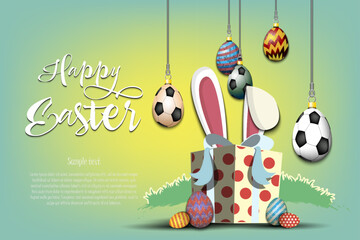Happy Easter. Eggs in the form of a soccer balls - 772926874