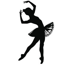Silhouette of an elegant ballerina ballet dancer
