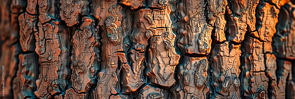 Aufkleber macro view of a trees bark, showcasing the complex texture and patterns, symbolizing the resilience 