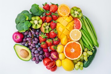 Naklejka na ściany i meble Healthy brain made of fresh fruits and vegetables, nutrition for mental wellness, creative concept