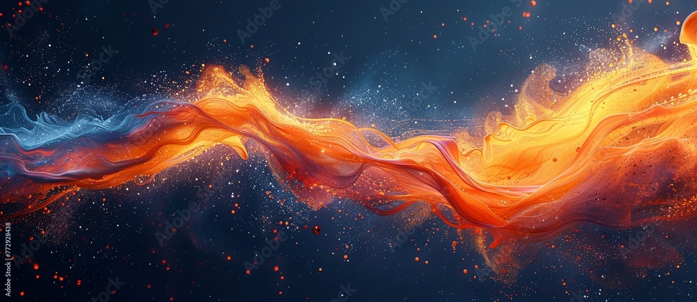 Poster Glowing Waves of Fire A Celestial Splash of Color Generative AI