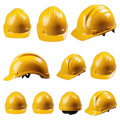 Fototapeta premium yellow construction helmet from different views on Isolated transparent background png. generated with AI