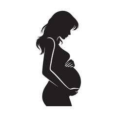 Vector Silhouette of a Pregnant Woman Embracing Maternal Serenity and Radiance- pregnant woman vector stock