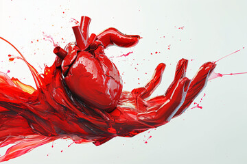 a human heart in a red paint