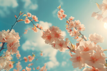 Ethereal Cherry Blossom Sakura Tree in Wind
