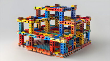 Naklejka premium Detailed Step-by-Step 3D LDD Brick Instruction for Building a Complex Design Image