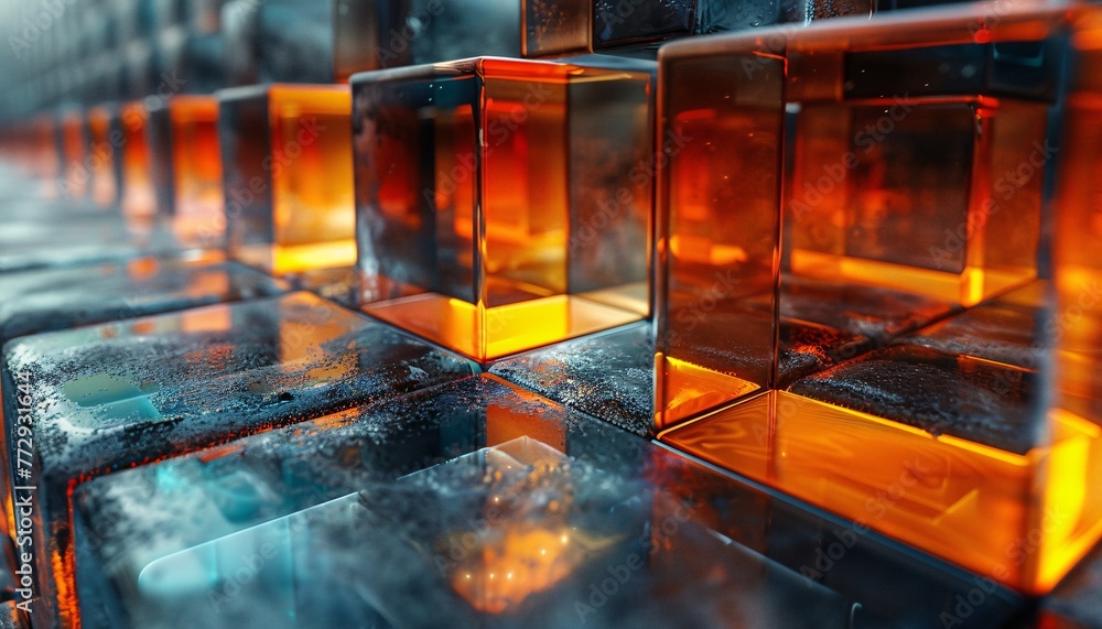 Aufkleber orange blocks in a row a monthly event inspired by the latest trends generative ai
