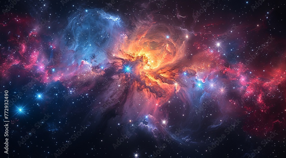 Poster galaxy glow a celestial splash of color and light generative ai