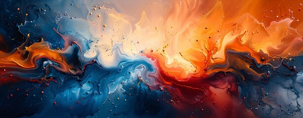 Colorful Abstract Artwork A Blend of Blue, Orange, and Red Hues Generative AI