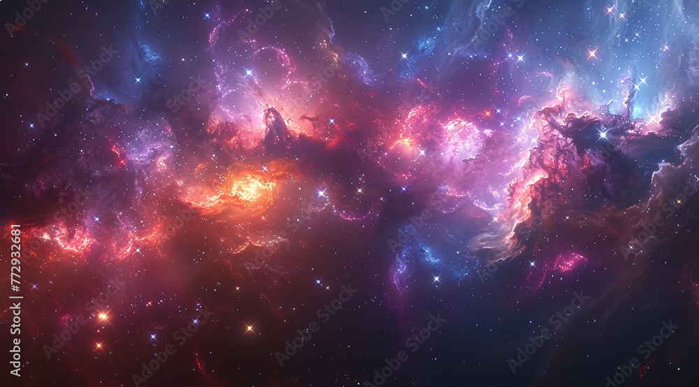 Poster pink nebula a celestial splash of color generative ai