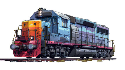 Fototapeta na wymiar Digitale Illustration einer Lokomotive on a transparent background