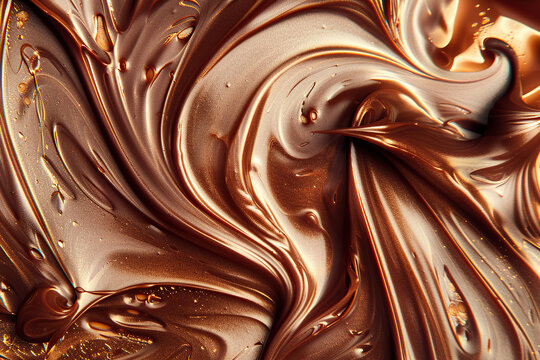 Generative ai on the theme of beautiful tasty liquid chocolate on wave abstract dark background