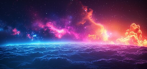 Pink and Purple Nebula Sky Generative AI