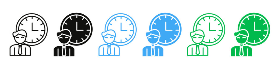Fototapeta na wymiar Icons for Time Saving Strategies in Project Management and Efficient Work Practices