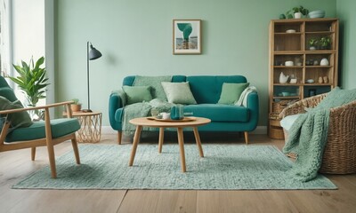 Calming Hygge Retreat: Light & Airy Green Living Room. Cozy Danish Dream: Textured Neutrals in Green Hygge Space. Light & Inviting: Hygge Living Room with Green Serenity