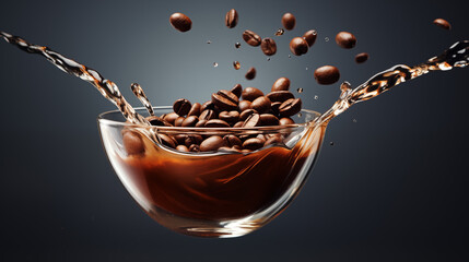 One cup of coffee. Aesthetic image for background. Hot drink advertising