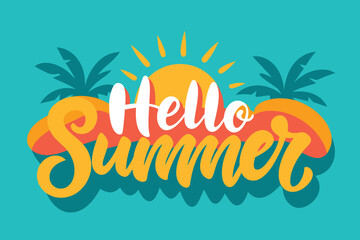 Hello Summer design Vector Background - obrazy, fototapety, plakaty