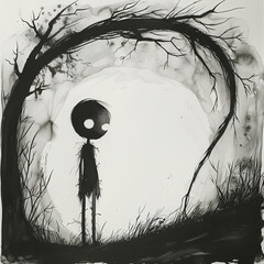 Black and white Illustration created with generative AI