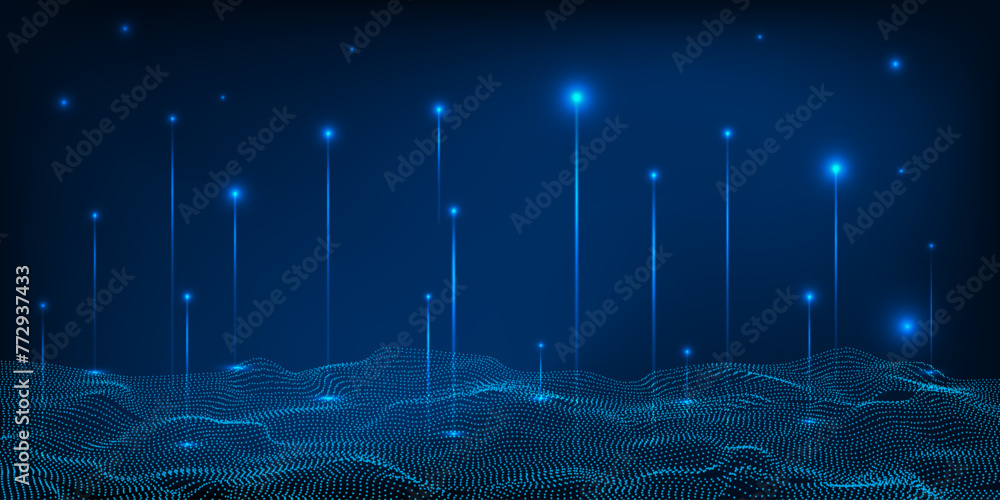 Poster digital space perspective big data and digital communication innovation and technology concepts.vect
