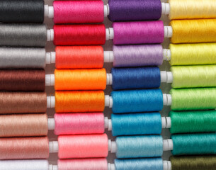 Set of colorful spools of thread