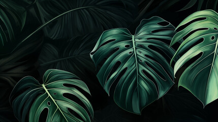 Monstera green leaf. Abstract background with plant.