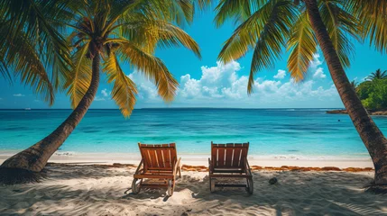 Keuken foto achterwand Bora Bora, Frans Polynesië two chairs on a beach