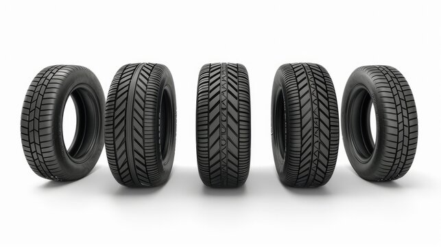 tire set collection. Isolated on white background Generative AI